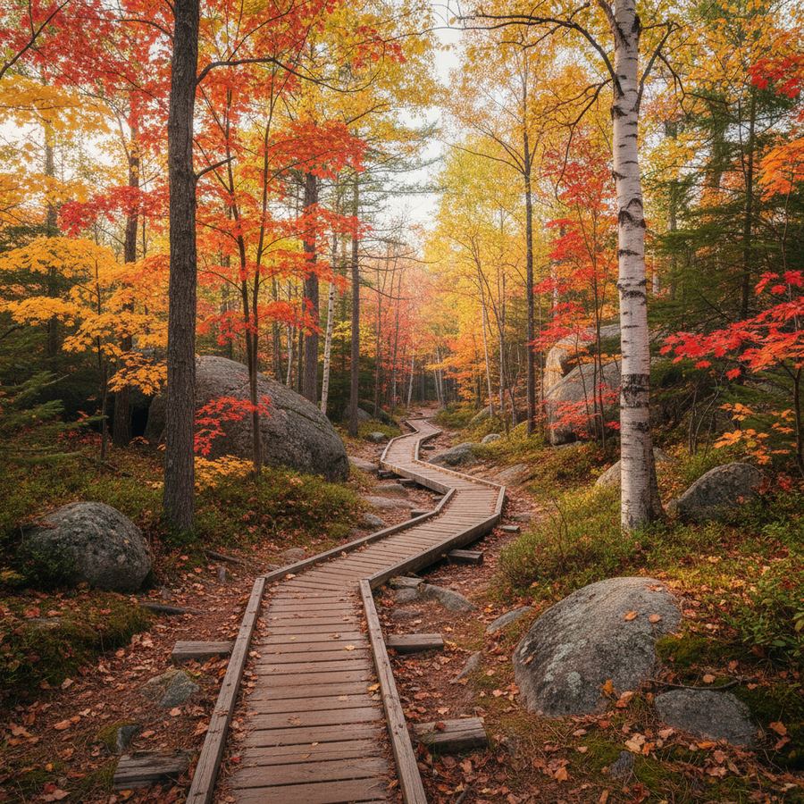 A forest trail near the eastern entrance to Algonquin Provincial Park